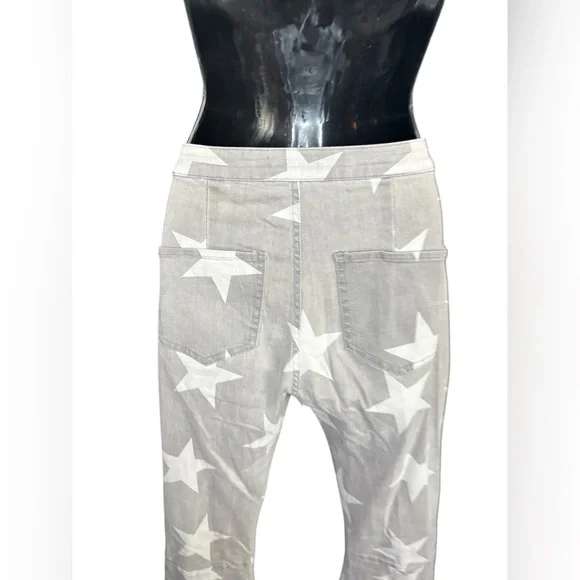 Altar'd State Retro Star Flare Bell Bottom Jean Gray White Stretch Denim Small - Picture 4 of 6